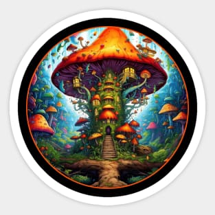 The Happy Mushroom House Sticker
